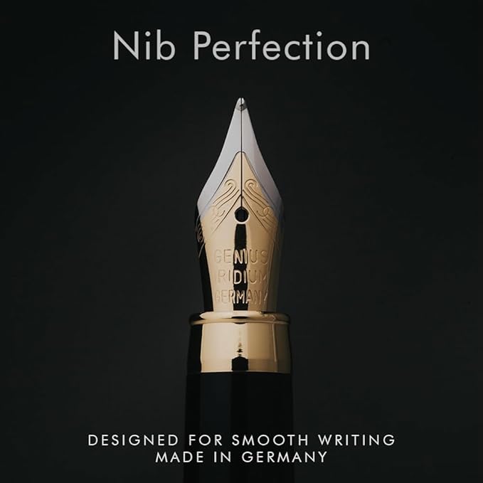 Wordsworth & Black Fountain Pen Set, Luxury Bamboo Wood - Medium Nib, Gift Case; Includes 6 Ink Cartridges, Ink Refill Converter -Journaling, Calligraphy, Drawing, Smooth Writing [Brown Wood]