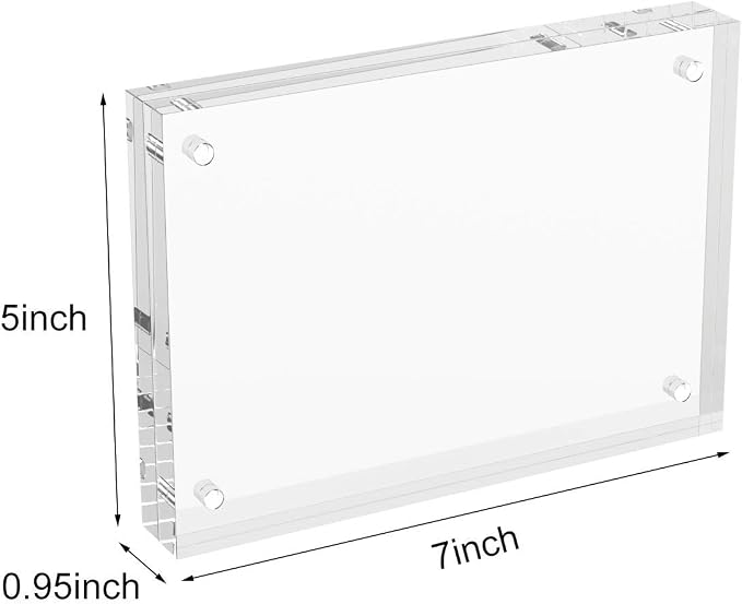 AITEE 5x7 Acrylic Picture Frames 3 Pack, Clear Picture Frames，20% Thicker | Freestanding Double Sided Magnetic Acrylic Lucite Frameless Transparent Square Frame Block Gift for Desktop Display