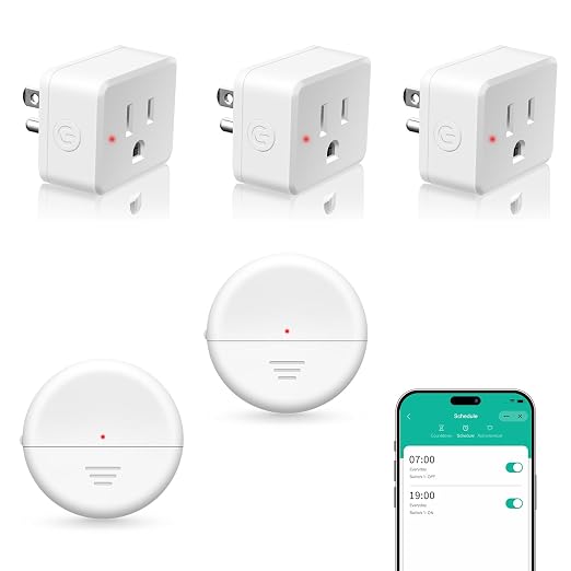 NineLeaf Wireless 260FT Motion Sensor WiFi Remote Smart Slim Outlet | App Control, Adjustable Sensing Mode, WiFi Auto Control Lights Fan Appliances, No Wiring,Garage,2Sensors 3Plugs