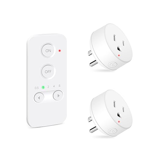 NineLeaf Remote Timer Switch, 500FT Long Range Wireless Plug in Light Switch, Easy Setup Remote Outlet, Programmable On/Off Control for Fans, Lights, Household Appliances,1Remote 2Outlets