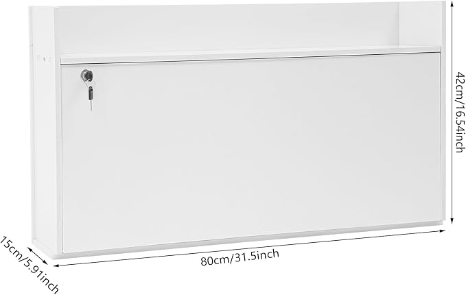 Wall-Mounted Foldable Desk Cabinet with Storage Drawers, Space-Saving PVC Organizer for Home Office, Study Room, Bedroom, Small Apartment & Remote Work (White)