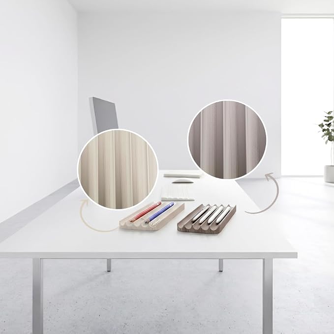 Ribbed Desk Pen Tray Minimal Decorative Organizer for Pens and Small Accessories (OFFWHITE)