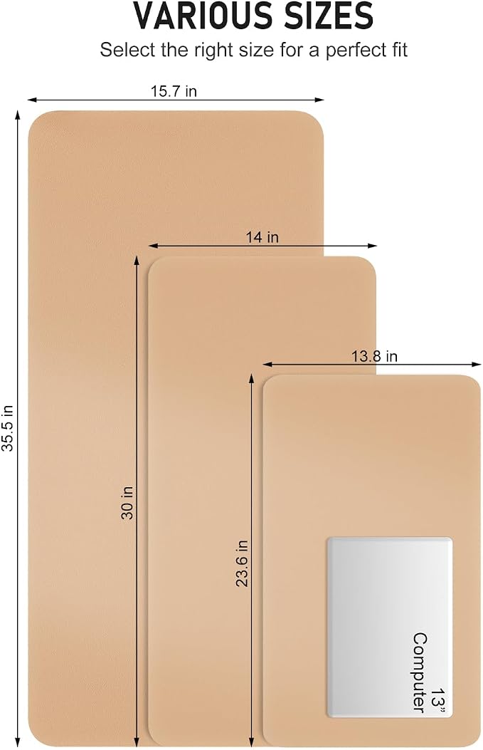 Desk Pad, 35.5" x 17" PU Leather Non-Slip Desk Mat Large Mouse Pad for Desktop, Waterproof Laptop Computer Writing Mat for Office, Home, Work, Gaming, Lead Yellow