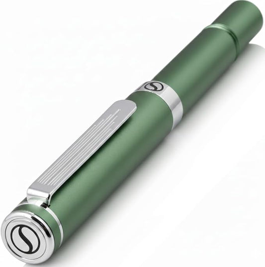 Scriveiner Green Rollerball EDC Luxury Pen, Stunning Pocket Pen with Chrome Finish, Cool Writing Pen, Best Gift for Men & Women, German Schmidt Refill, Nice Present, Fancy Office Designer