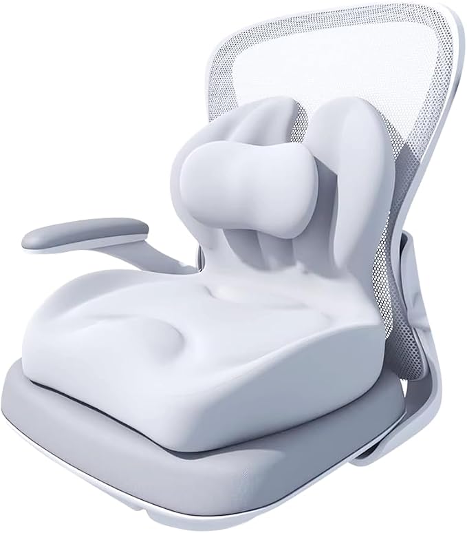 Adjustable Memory Foam Lumbar Cushion - Ergonomic Lower Back Support Pillow with Cotton Cover, Mid-Height Customizable Design for Office Chair, Car Seat, Long Sitting (Gray, Large)