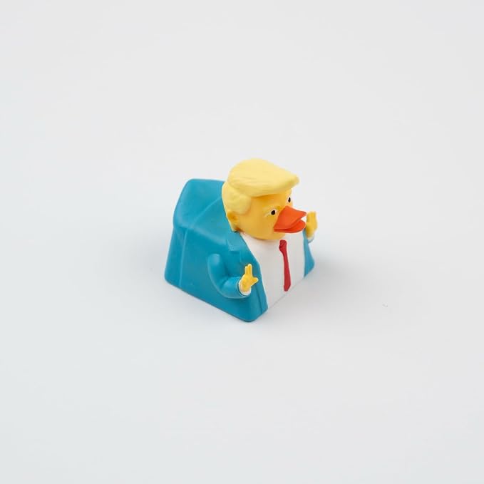 Artisan Duck Keycap for Mechanical Keyboards, Yellow and Blue Business Suit Design, Handmade Resin, 1U Size, MX Switch Compatible, Gaming Keyboard Keycaps