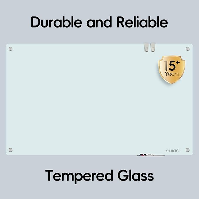 Glass Whiteboard - Glass Dry Erase Board 48" x 96" Magnetic White Board Glass Writing Board White Boards for Walls Wall Office Home