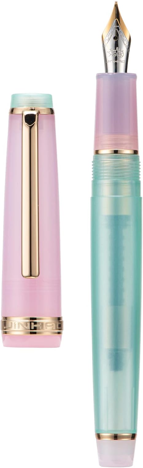 3 Piece Jinhao 82 Fountain Pen Elegant Mixed Macaron Fine Point Gold Trim Pen with Converter Set