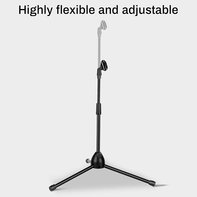 AODSK Adjustable Microphone Stand with Heavy-Weighted Tripod Base, Universal Floor Standing Mic Holder, Height Adjustable (22" to 68") Recording, Singing Practice & Stage Performance