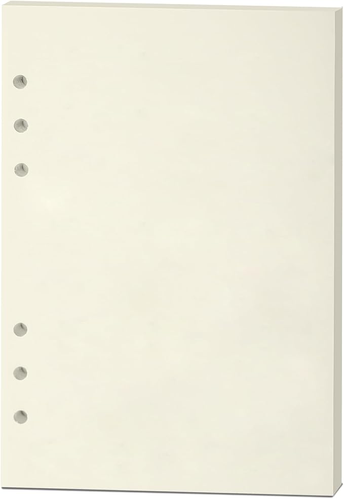 A5 Blank Notebook Refill, 6-Hole Punched, 100GSM Loose-Leaf Paper and Planner Inserts for Sketchbooks, Journals, and Personal Writing,80 Sheets/160 Pages