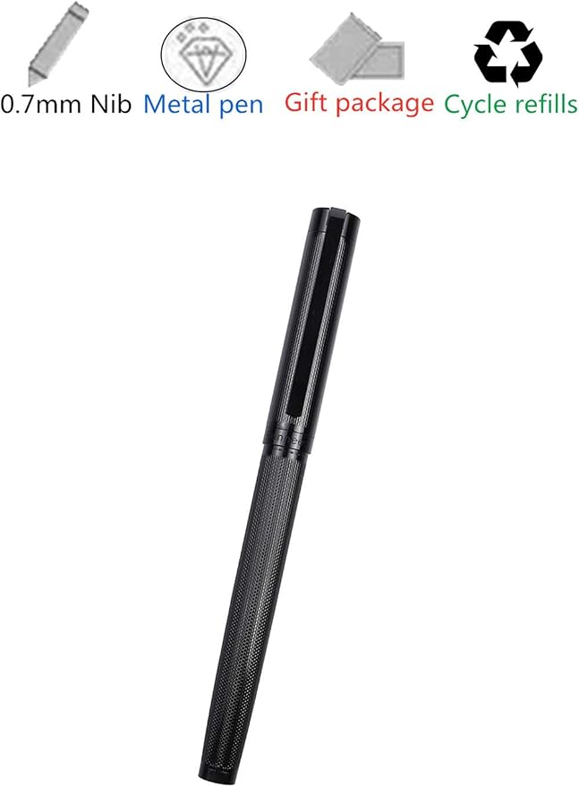 Pemmeed Rollerball Pen Liquid Ink Pens for Women Luxury Box Gel Pen Black Ink Fancy Pen Refillable for Executive Office,Professional,Birthday Nice Pens G8 (Black)