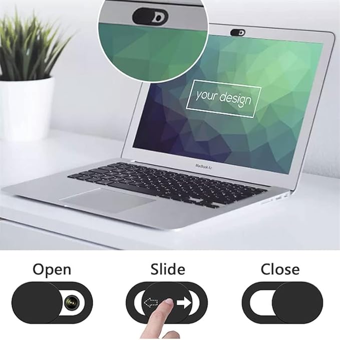 Webcam Cover (6 Pack), 0.03 inch Ultra Thin Laptop Camera Cover Slide for iPhone iPad MacBook Pro Computer iMac Cell Phone PC Accessories Camera Blocker Slider, Great for Privacy (Black)