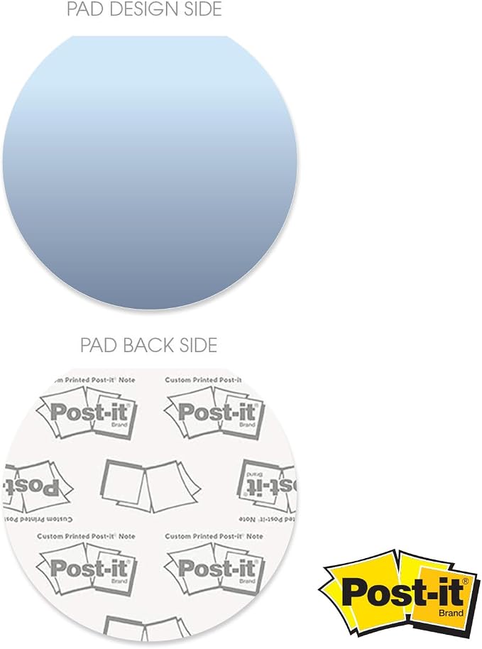 Ombre Sticky Note Pad Assortment/Set of 3 Round Flat Top Striped Planner Note Pads / 3.5" Grid Sticky Notes / 50 Sheets Per Pad/Made in USA