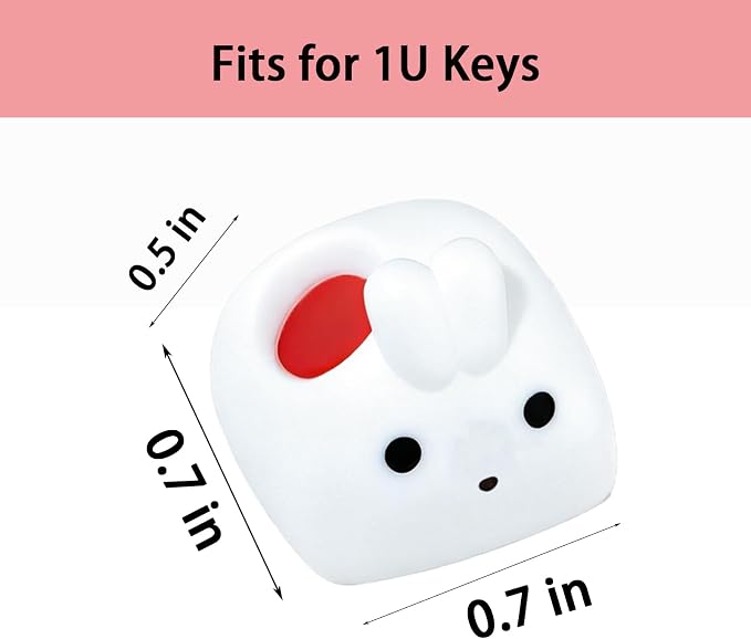 Artisan Keycaps, Cute Custom Couple Rabbits Bunny Key Caps for MX Mechanical Keyboard, Resin Handmade 1U Replacement for Esc Arrow Keys - Rabbit