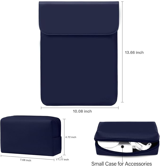 MOSISO Laptop Case 13.3 inch, 13-13.3 inch Laptop Sleeve Compatible with MacBook Neo 13 A18 Pro A3404 /Air 13/Pro 13/Pro 14 M5 M4 M3 M2 M1, Faux Suede Leather Case with Small Bag, Navy Blue