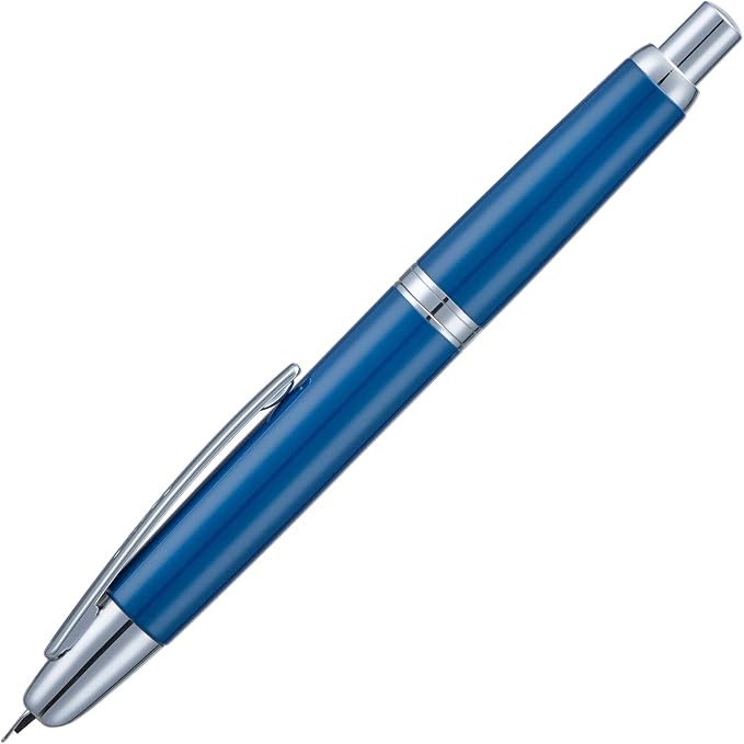 Jinhao 10 Press Fountain Pen with Box, Pearl Blue Retractable Fine Nib with Converter Set (Silver Clip)