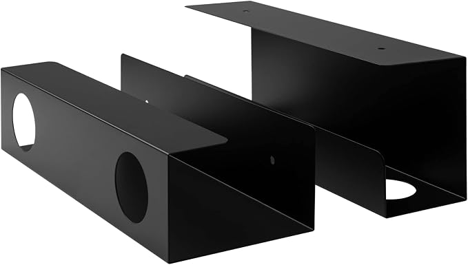 Under-Desk Cable Management Trays - Two 12" Trays in the Set - Perfect Storage for Cables, Power Bars, and Adaptors - Black
