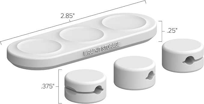 Wrap-It Storage MagnaDock Magnetic Cable Holder - 2-Pack (White) | Adhesive Cable Clips Cord Organizer Desktop Cord Holder for Nightstand Desk Cable Management