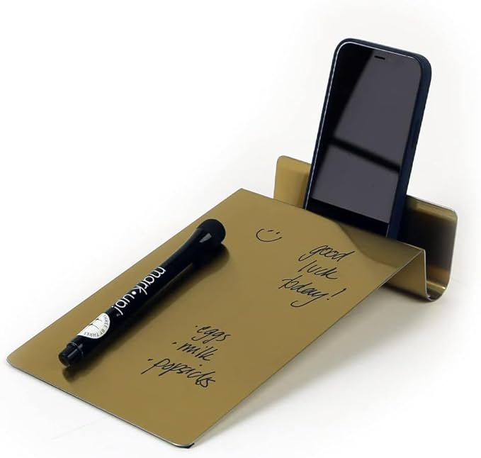Three by Three Seattle 5.5 x 9 Inch to.do Dry Erase Board with Marker for Memos, Lists, and More in Office, Home, Classroom, and Event Spaces (2 Pack, Golden)