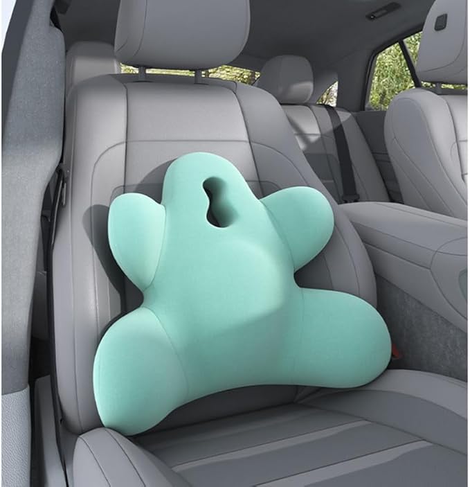 Lumbar Support Pillow for Office Chair, Back Pillow Lumbar Support for Car, Chair, Sofa - Improve Lower Back Pain Relief & Sitting Posture, Memory Foam Back Cushion for Long Sitting (B-Pink Grey)