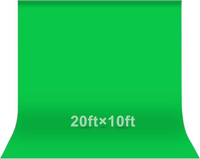 EMART Green Screen Photo Backdrop, 20x10 ft Photoshoot Backdrop Chroma Key Green Screen Polyester Cloth Fabric Curtain for Background Removal, Zoom Meeting, Photo Video Studio, Live Streaming