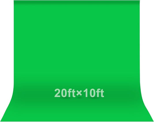 EMART Green Screen Photo Backdrop, 20x10 ft Photoshoot Backdrop Chroma Key Green Screen Polyester Cloth Fabric Curtain for Background Removal, Zoom Meeting, Photo Video Studio, Live Streaming
