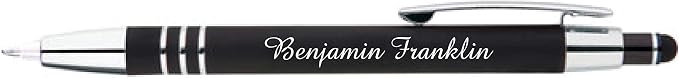 ExpressDesigns™ - Personalized Pens Gift Set - 2 Pack of | LED Flashlight Soft Touch Metal Pens w/gift box | Luxury Ballpoint Pen Custom Engraved with Name or Message | Light Up Pens (Black - Red)