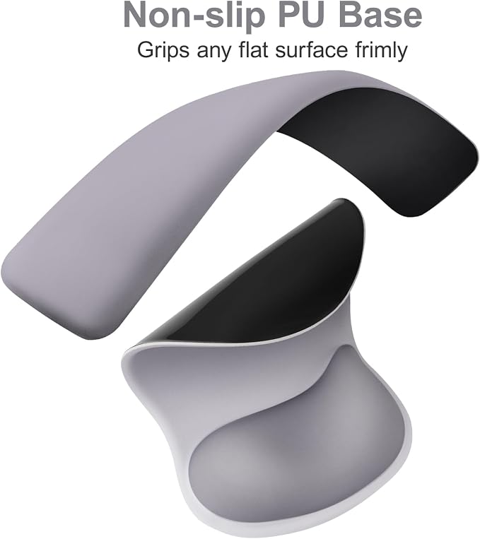 MOSISO Wrist Rest Support for Mouse Pad&Keyboard Set, Ergonomic Mousepad with Concave Curved Memory Foam, Non-Slip Base Pain Relief Comfortable Rectangular Easy Typing Pad for Home/Office, Gray