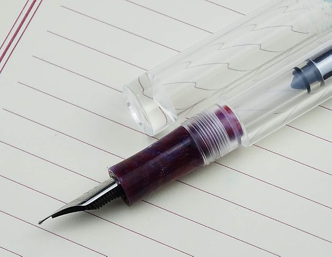 Lanxivi Majohn C1 Fountain Pen Extra Fine Nib, Clear Transparent Acrylic Resin, Mini Pocket Pen, Eyedropper,Cartridges and Converter Filling
