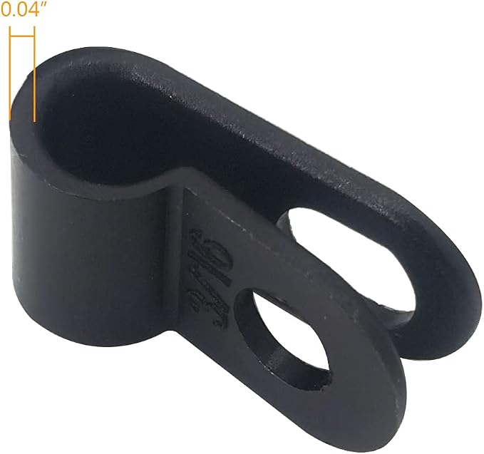 Cable Clamp R-Type Cable Clip Wire Clamp 3/16" Nylon Screw Mounting Cord Fastener Clips with Screws for Wire Management - Black - 50 Pcs