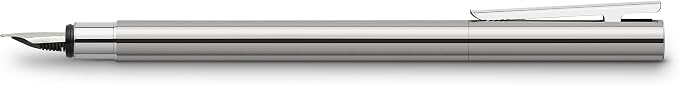 Faber-Castell 342000 Neo Slim Stainless Steel M Fountain Pen | Elegant fountain pen with slim stainless steel barrel and high-quality stainless steel nib