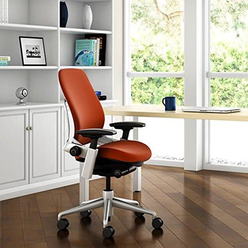 Steelcase Leap V2 Desk Chair in Buzz2 Sunrise Fabric - 4-Way Highly Adjustable Arms - Black Frame and Base - Soft Dual Wheel Hard Floor Casters
