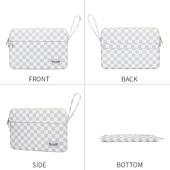 Canvaslife Laptop Sleeve Case Cover with Pocket for MacBook Pro 14 inch and 14 inch-14.4 inch HP, Lenovo, Dell, ASUS, Acer Notebook Computer (Grey Checker)