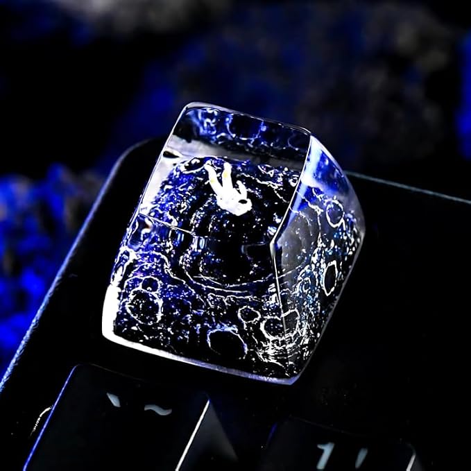 Blue Astronaut Artisan Keycap - 1U ESC, R1 SA Profile Custom Handmade Resin Cherry MX Switch Key Cap Mechanical Keyboard, Cool Tech Gifts for Men, Dad, Father, Gamer, Space Lover
