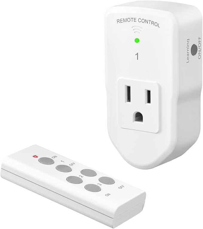 BN-LINK Wireless Remote Control Outlet Electrical Switch for Lights, Fans, Christmas Lights, Small Appliance, 100ft Long Range White 10A/1200W, 1 Remote + 1 Outlet, ETL & FCC Certified