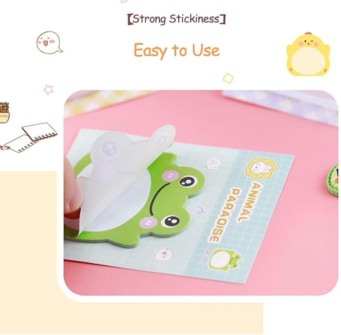 Frog Sticky Notes Kawaii Frogs Sticky Notes Sets, Aesthetic Cute Small Frog Sticky Notes Mini Animal Self-Stick Notes Pads for Frog Lovers Office School Creative Gifts 8Packs(160 Sheets)