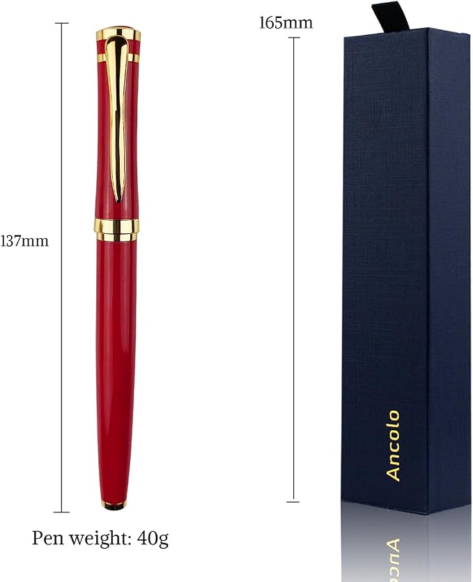 Ancolo Engraved Pens Fancy Roller Pens with 5 Gfit Box 10 extra Black Refills Metal Body Engraved with Your Message Personal Names Phone Number, Gift for Men Women