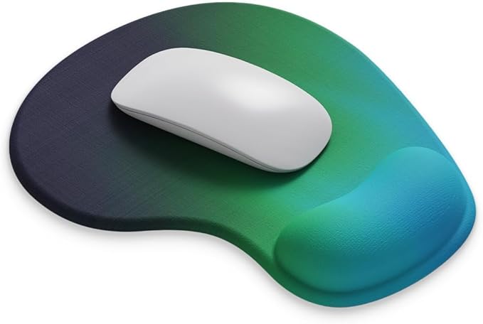 Office Mousepad with Gel Wrist Support - Ergonomic Gaming Desktop Mouse Pad Wrist Rest - Design Gamepad Mat Rubber Base for Laptop Computer -Silicone Non-Slip Special-Textured Surface (12AuroraB)
