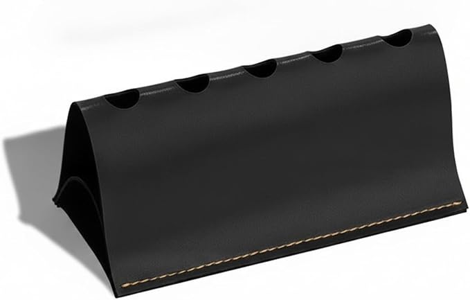 Sleek Rectangular PU Leather Pen Caddy, Minimalist Desktop Organizer for Office Desk Supplies