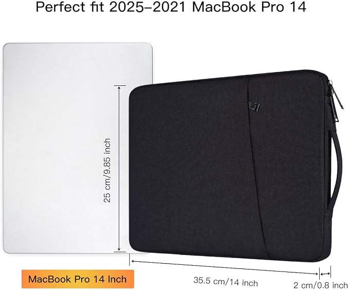 Laptop Sleeve Case for 14 inch MacBook Pro M5/M4/ M3/ Pro/Max A3427 A3426 A3434 A3112 A3401 A3185 A2918 2026-2021,Carrying Bag with Accessory Pocket, Black