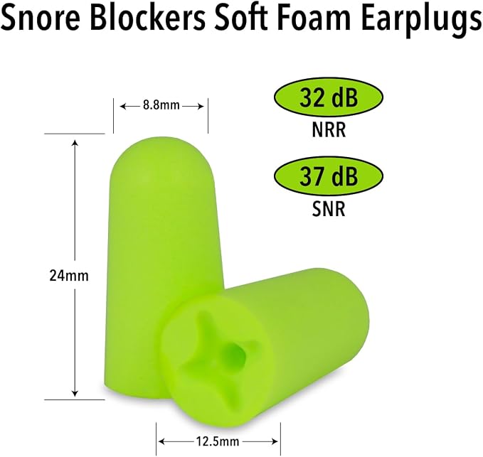 Mack’s Snore Blockers Soft Foam Earplugs, 50 Pair – 32 dB High NRR, 37 dB SNR – Comfortable Ear Plugs for Sleeping, Snoring, Loud Noise and Travel