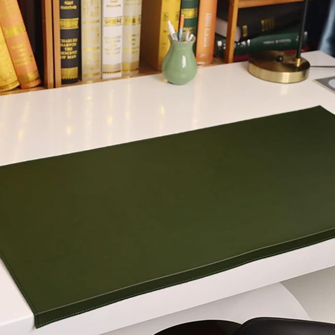 Edge-Locked Leather Desk Pad, Desk Blotter with Full Grip Fixation Lip, Waterproof Large Office Table Mat, Non-Slip Laptop Mouse Pads for Work Typing Writing (Red,35.4"x19.7")