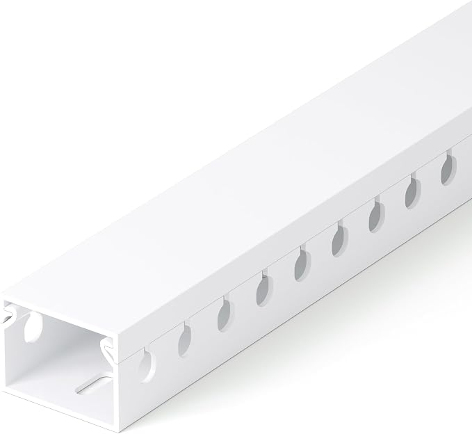 1.2"H x 1.6"W Cable Raceway, 12ft Under Desk Wire Management Channel, White | Slotted Wire Duct, 4 Pack (3 ft Each), Heavy-Duty PVC Cable Management for Server Racks, Network Cables & Electrical Cabinets