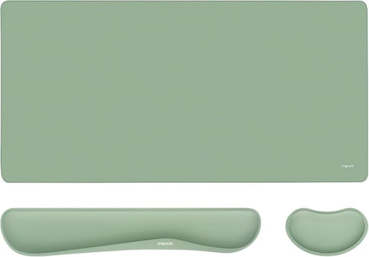 MOSISO Keyboard Mouse Pad Set, Gaming Mouse Pad&Keyboard Wrist Rest&Wrist Rest, Ergonomic Wristrests with Memory Foam Home Office Easy Typing Cushion Non-Slip Mousepad, Antique Green