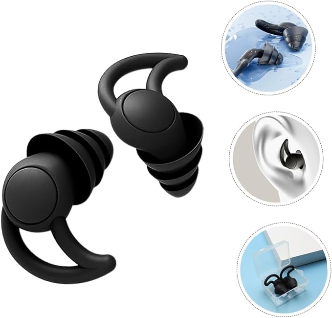 2pcs Noise Cancelling Silicone and Studying Comfortable Reusable for Musicians Work Nap and Noise Reduction Black