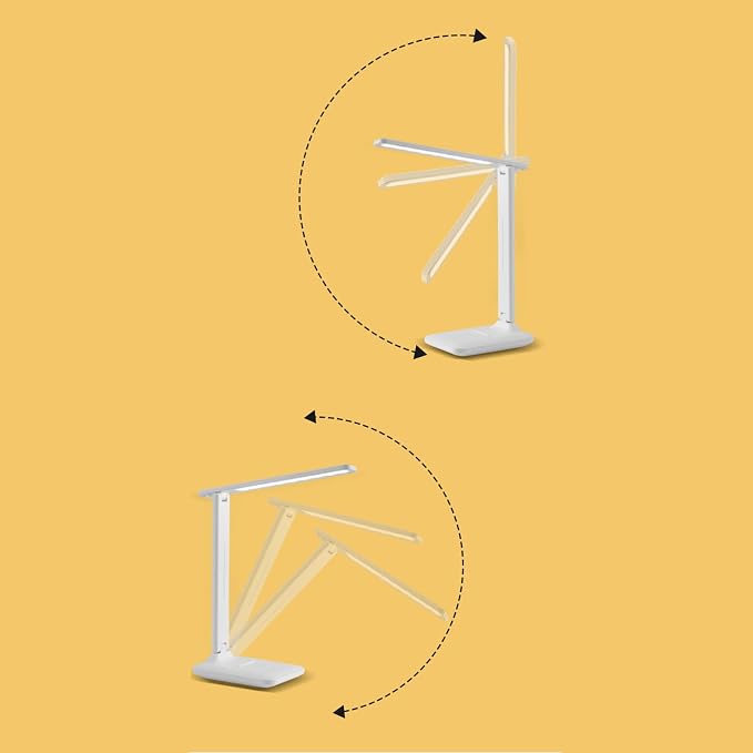 LED Desk Lamp, Touch Control Reading Table Lamp No Flicker 3 Color Modes Foldable Lamp for Table Eye Caring Reading Lamp for Office, Home, Dormitory, USB Interface 5V 1A(L)