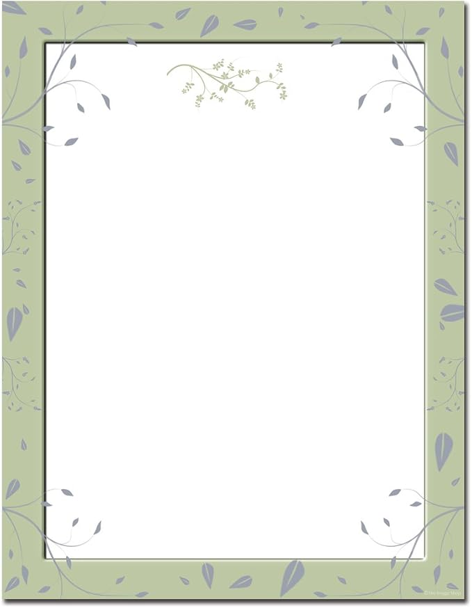 Sage Leaves Letterhead Laser & Inkjet Printer Paper, 25 pack