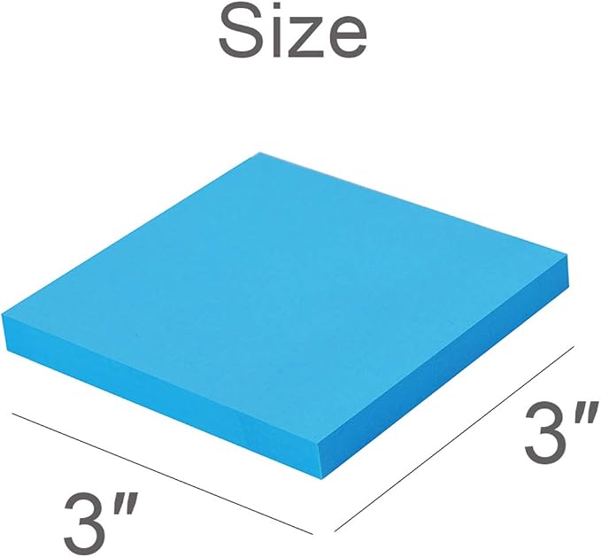 Sticky Notes 3x3 Inches,Bright Colors Self-Stick Pads, Easy to Post for Home, Office, Notebook, 24 Pads/Pack