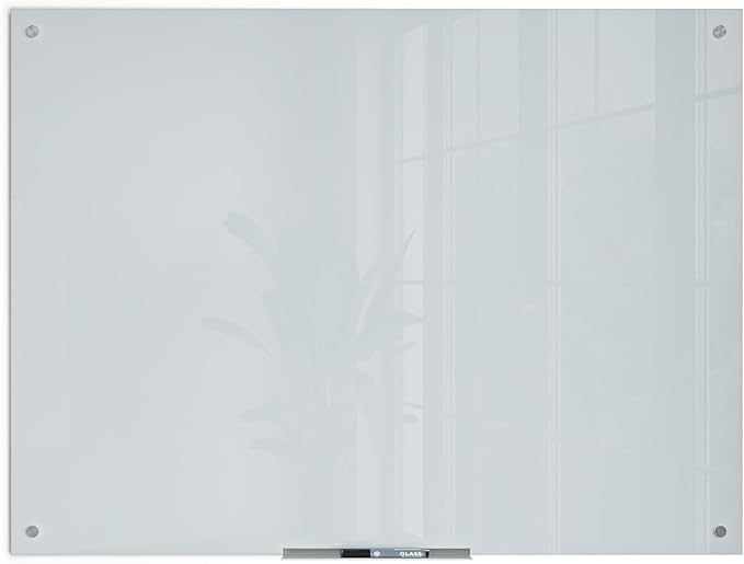 U Brands Magnetic Glass Dry Erase Board, Only for Use with HIGH Energy Magnets, 36" X 48" Inches, White Frosted Surface, Frameless (2299U00-01)