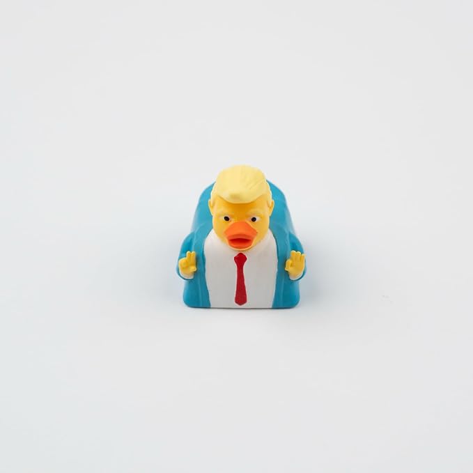 Artisan Duck Keycap for Mechanical Keyboards, Yellow and Blue Business Suit Design, Handmade Resin, 1U Size, MX Switch Compatible, Gaming Keyboard Keycaps